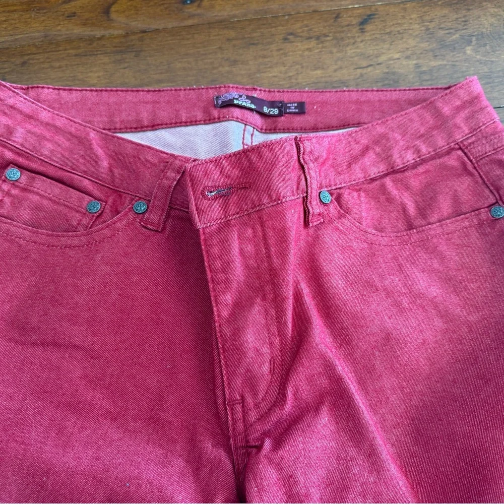 Prana size 8/29 red washed jeans with cuffs barely worn - Picture 3 of 9